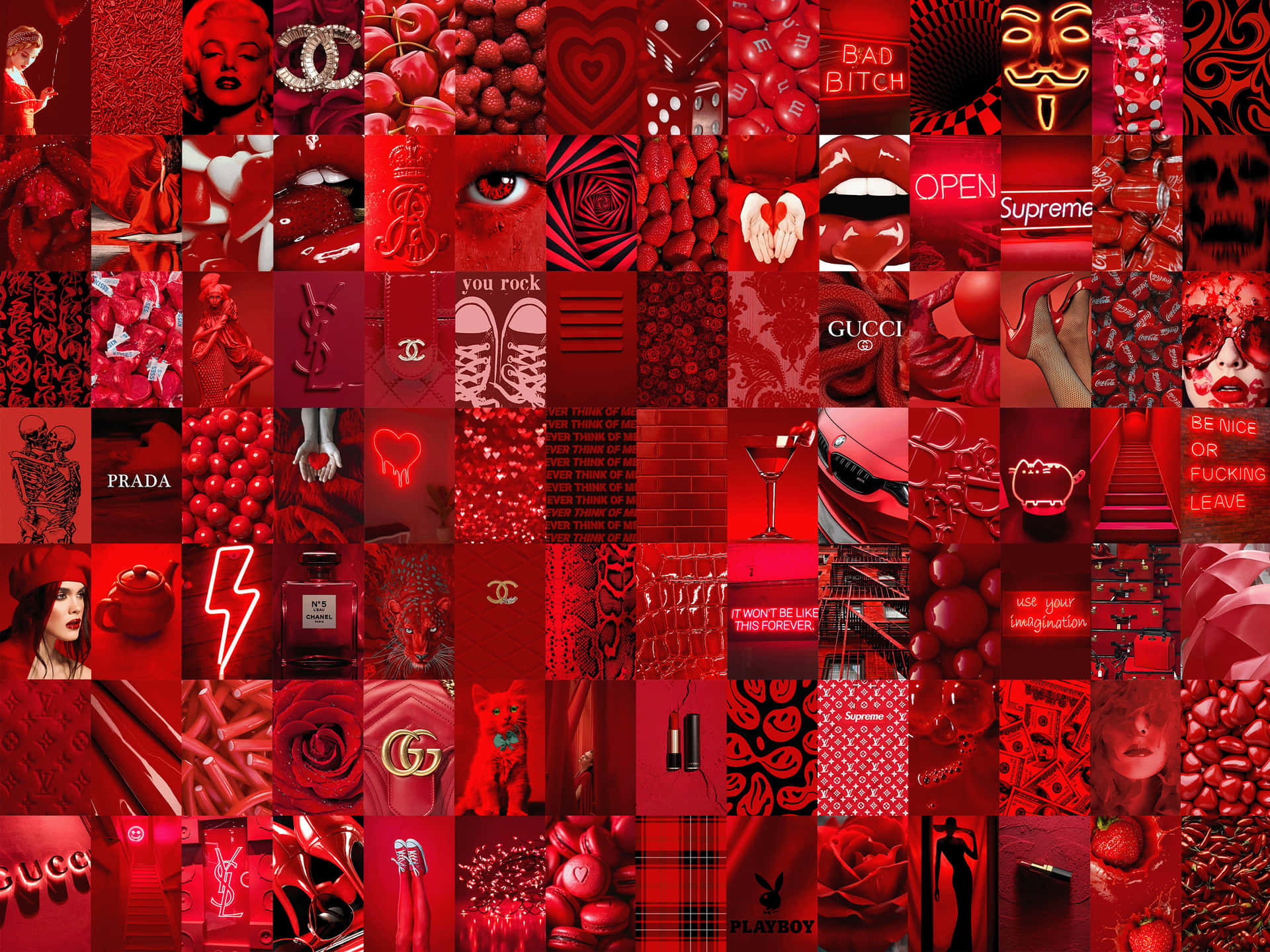 Luxurious Collage Aesthetic Red Background