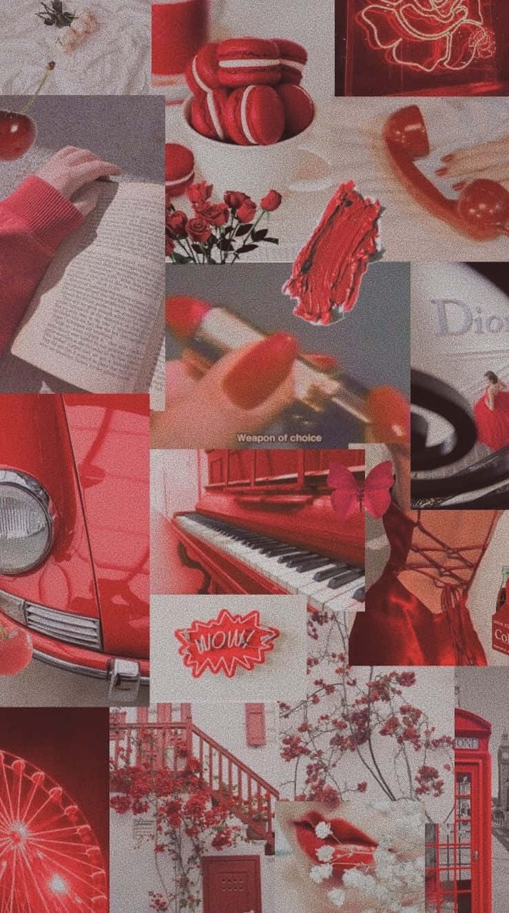 Weicherverblichener Collage-ästhetischer Roter Hintergrund