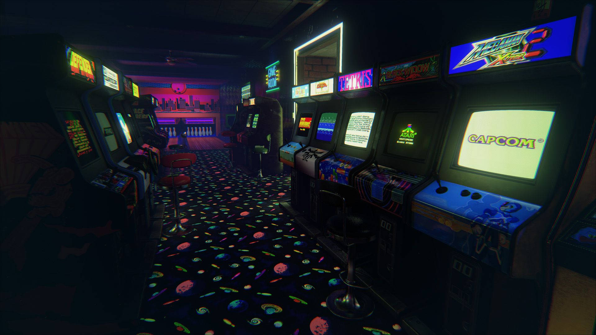 Aesthetic Retro Arcade Room