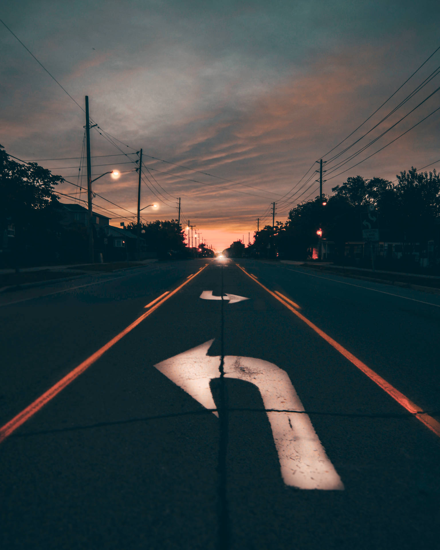 Aesthetic Road In Sunset Wallpaper