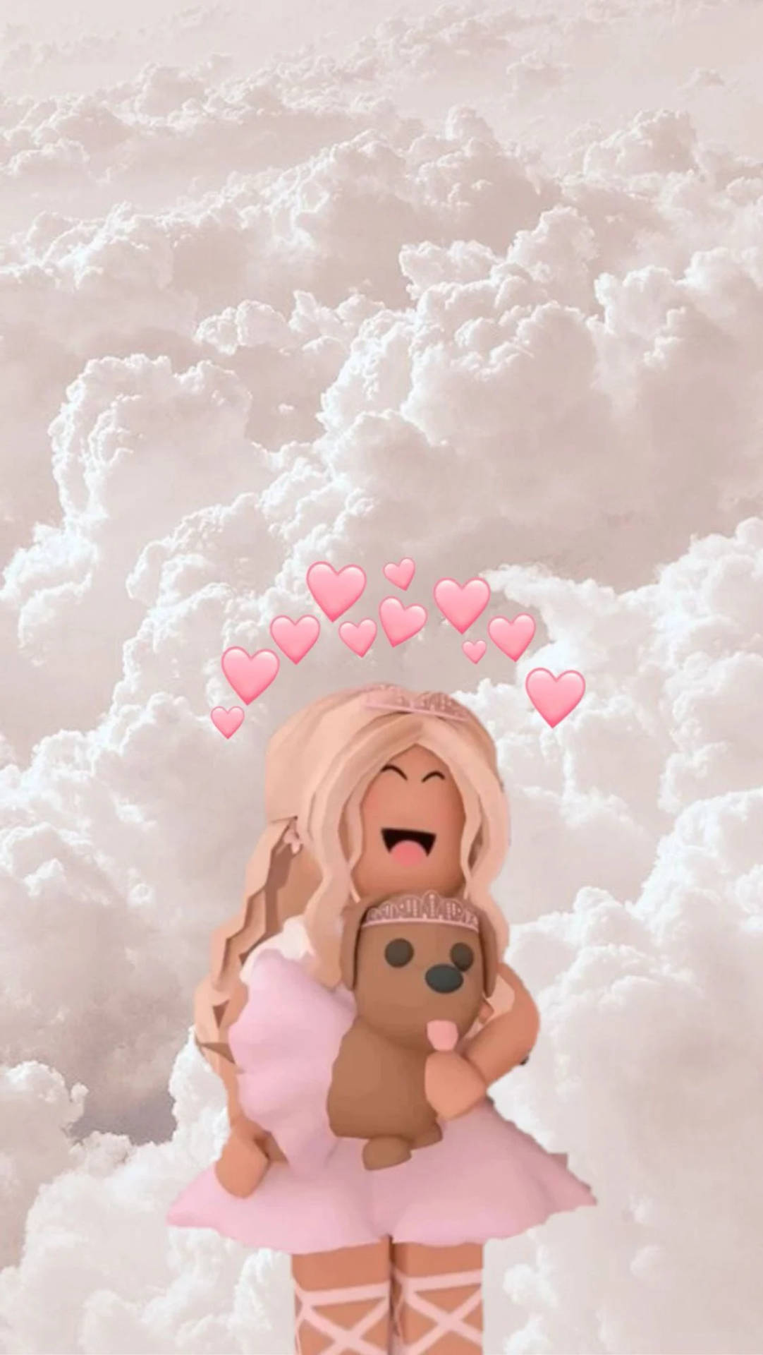 Aesthetic Roblox Girl Dog Clouds Background