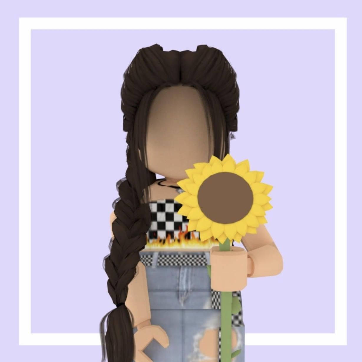 Aesthetic Roblox Girl Holding A Big Sunflower