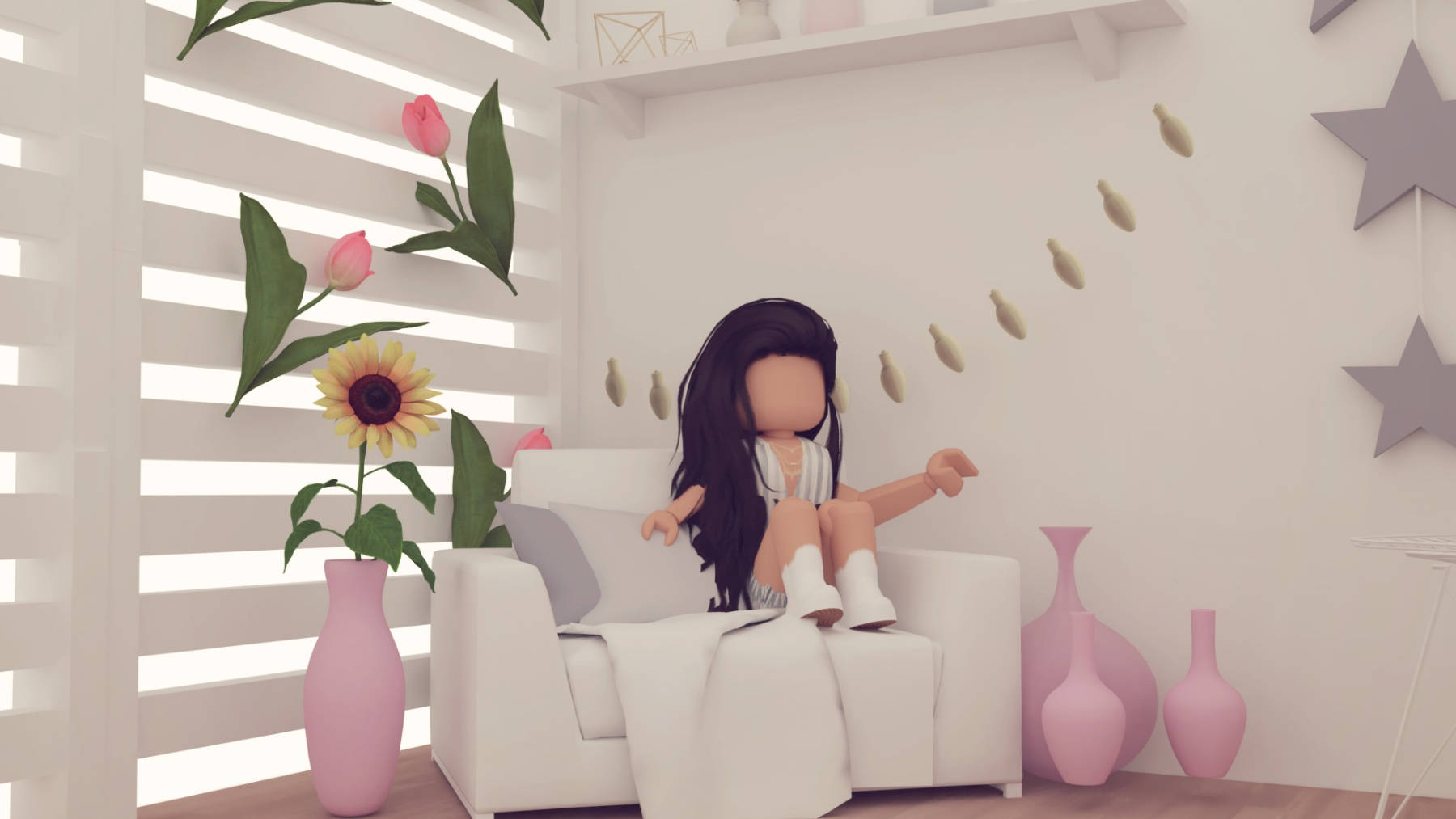 Aesthetic Roblox Girl On Couch Wallpaper