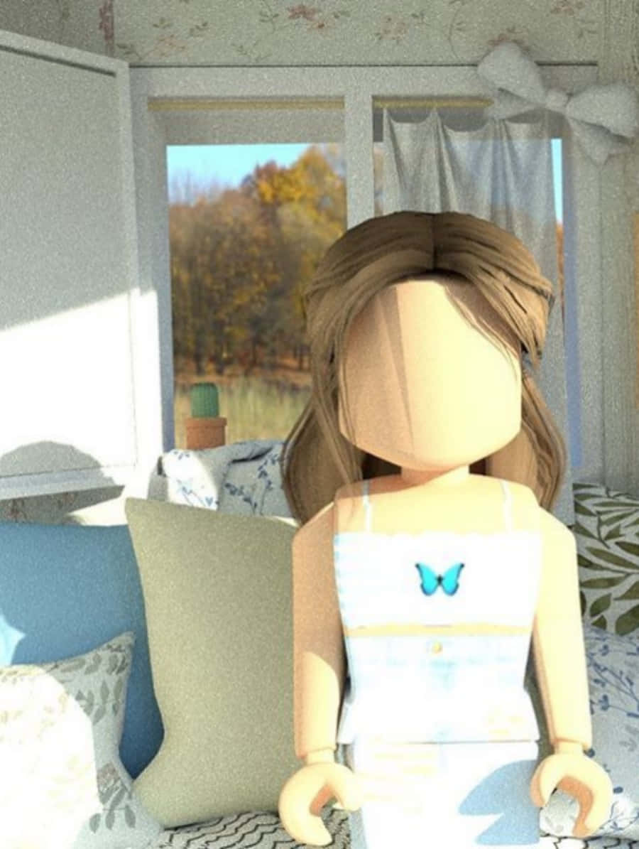 A stylish and aesthetic Roblox avatar with natural makeup and pigtails