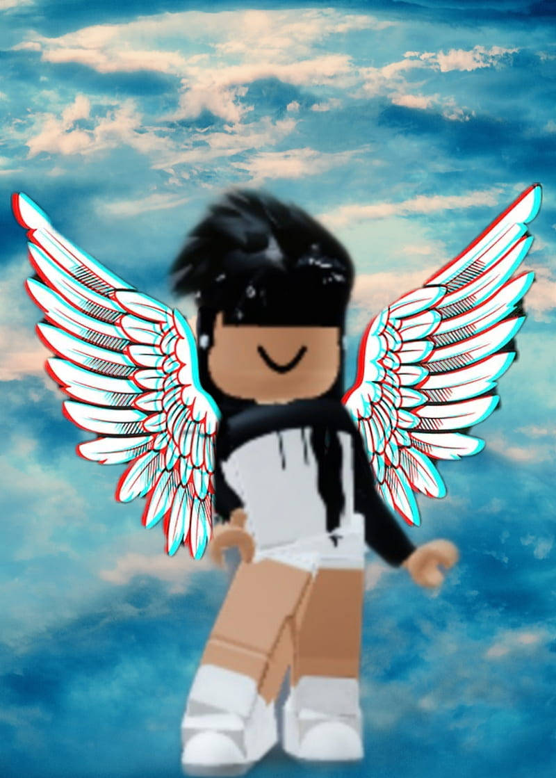 Aesthetic Roblox Girl With Angel Wings Wallpaper