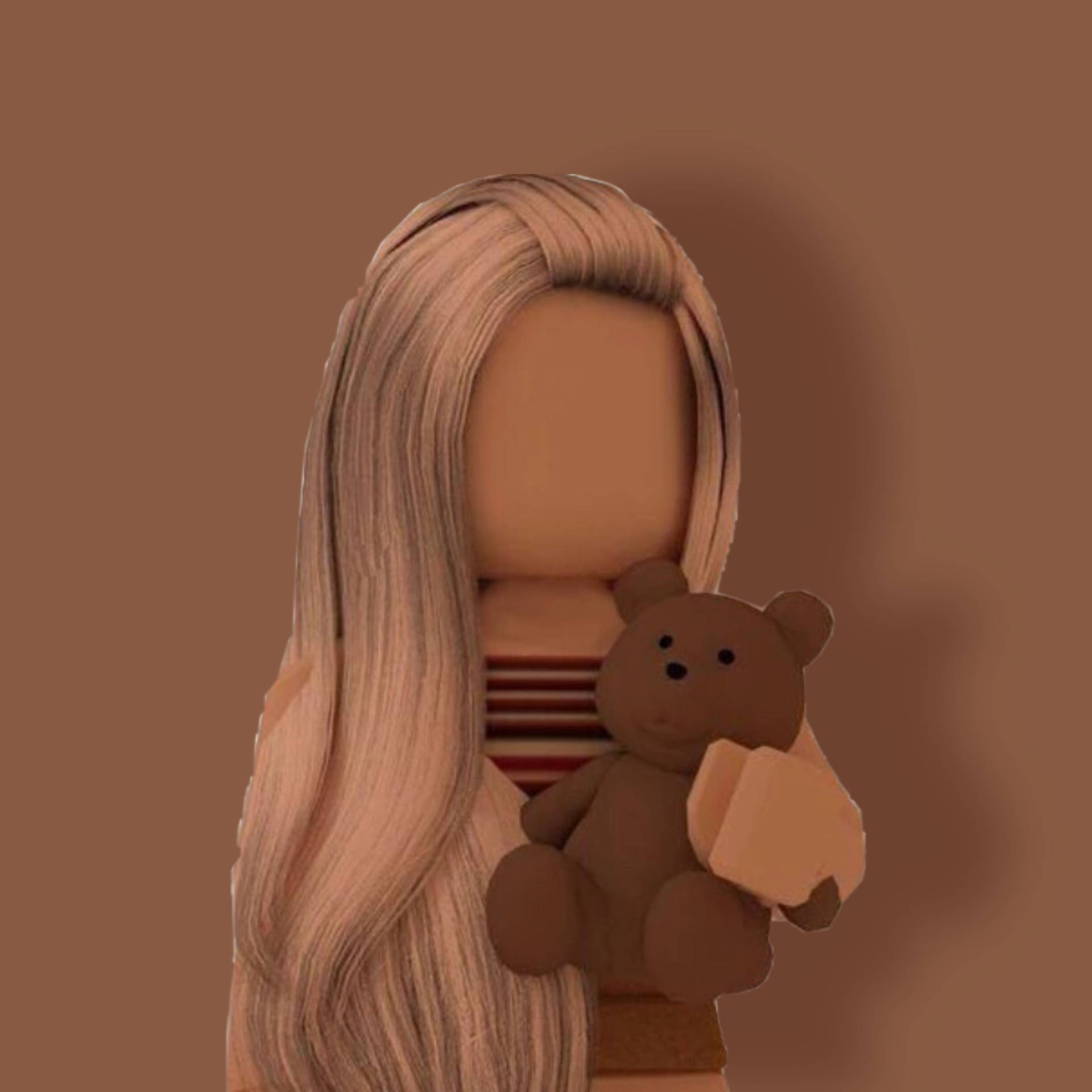 Aesthetic Roblox Girl With Brown Teddy Bear Wallpaper