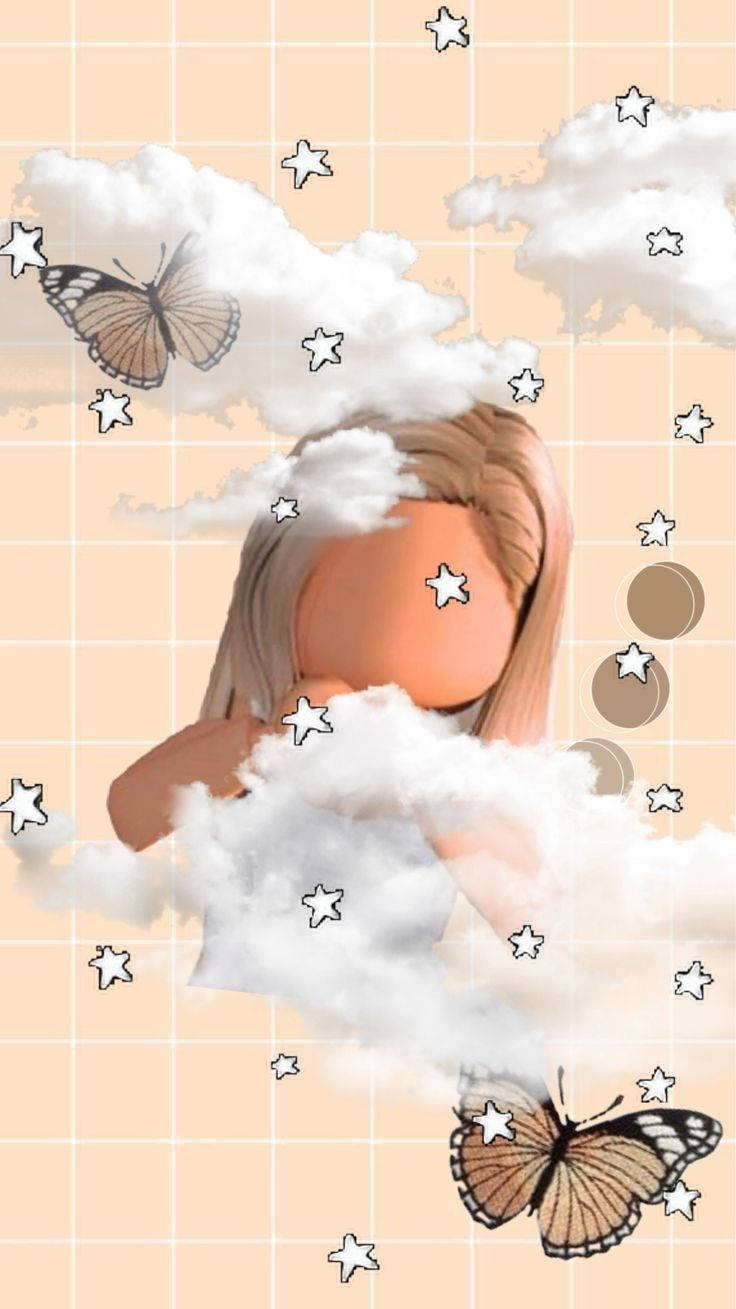 Aesthetic Roblox Girl With Cloud Stickers