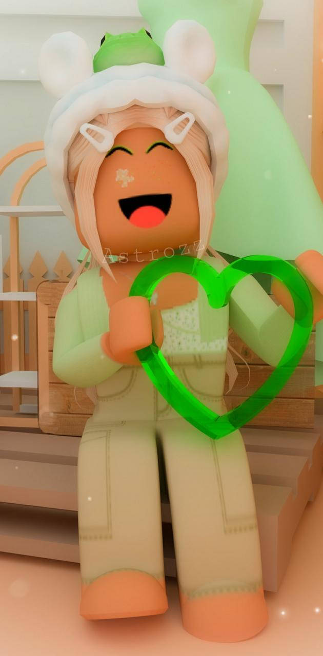 Aesthetic Roblox Girl With Green Heart