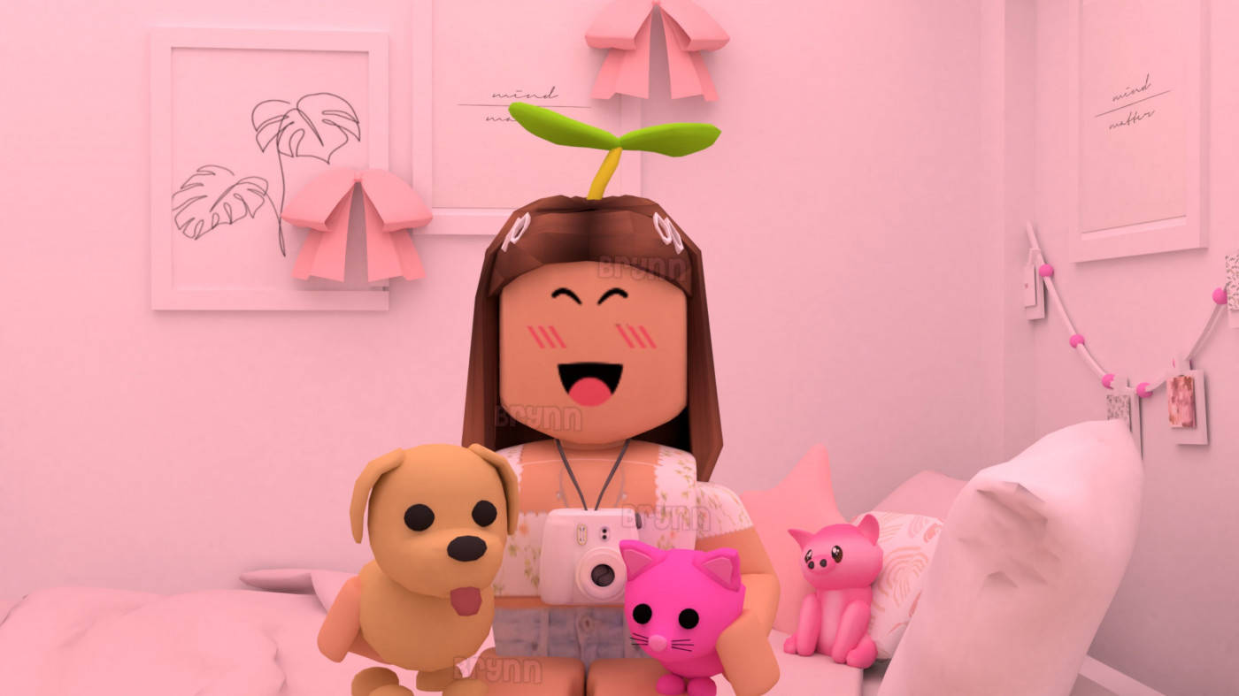 Aesthetic Roblox Girl With Pet Wallpaper