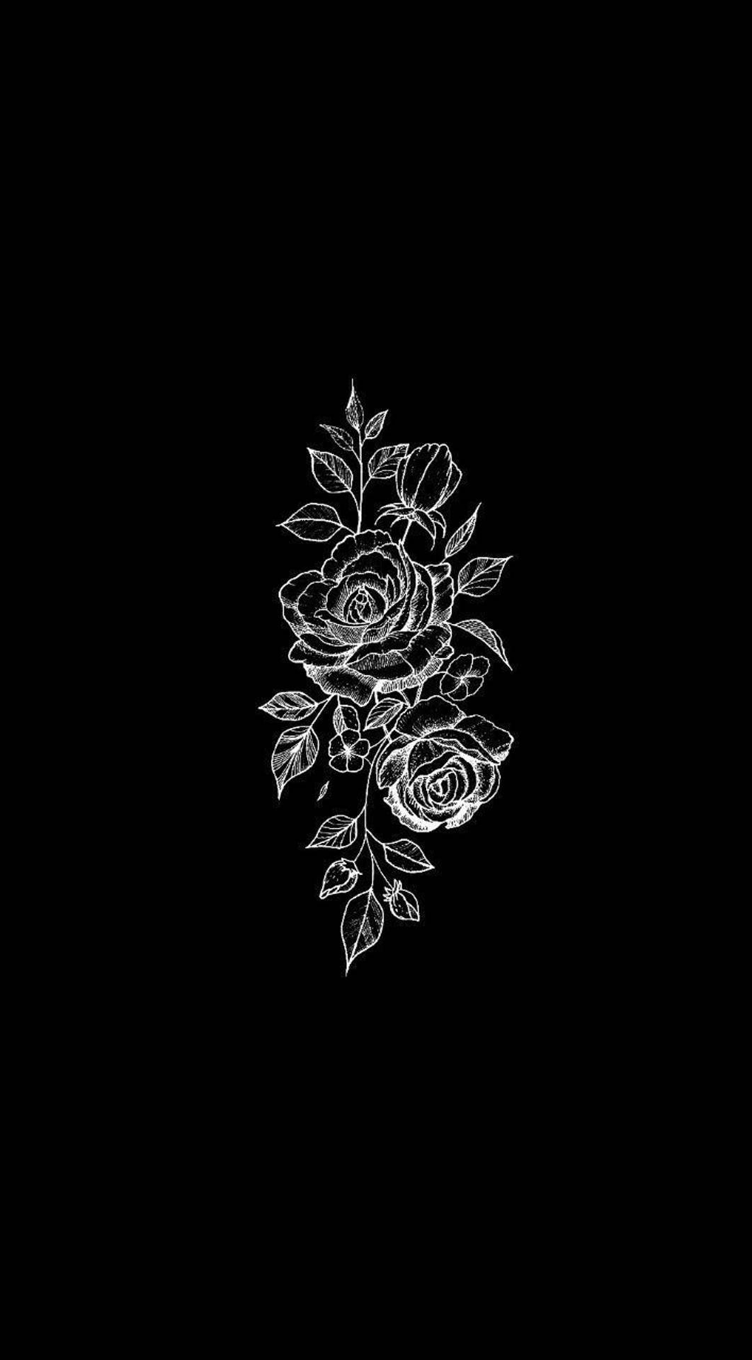 Caption: Elegant Black & White Aesthetic Rose Profile Picture Wallpaper