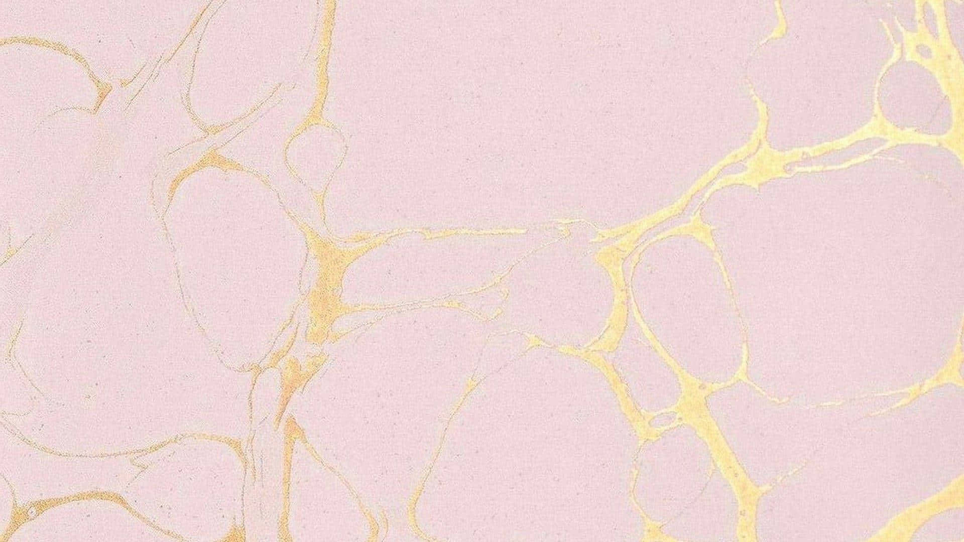 A Pink Marble Background With Gold Paint