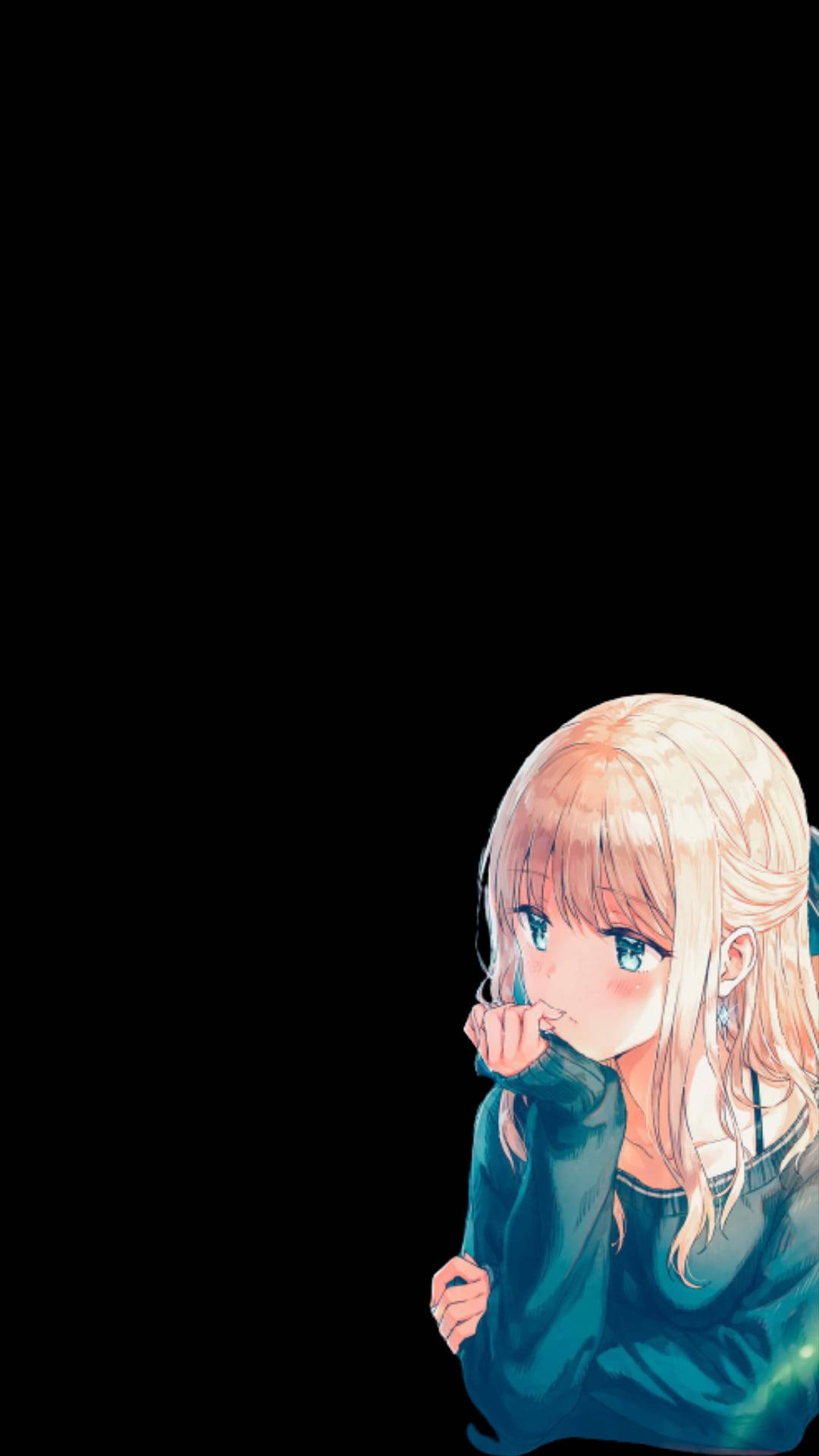 Aesthetic Sad Anime Girl Black Background