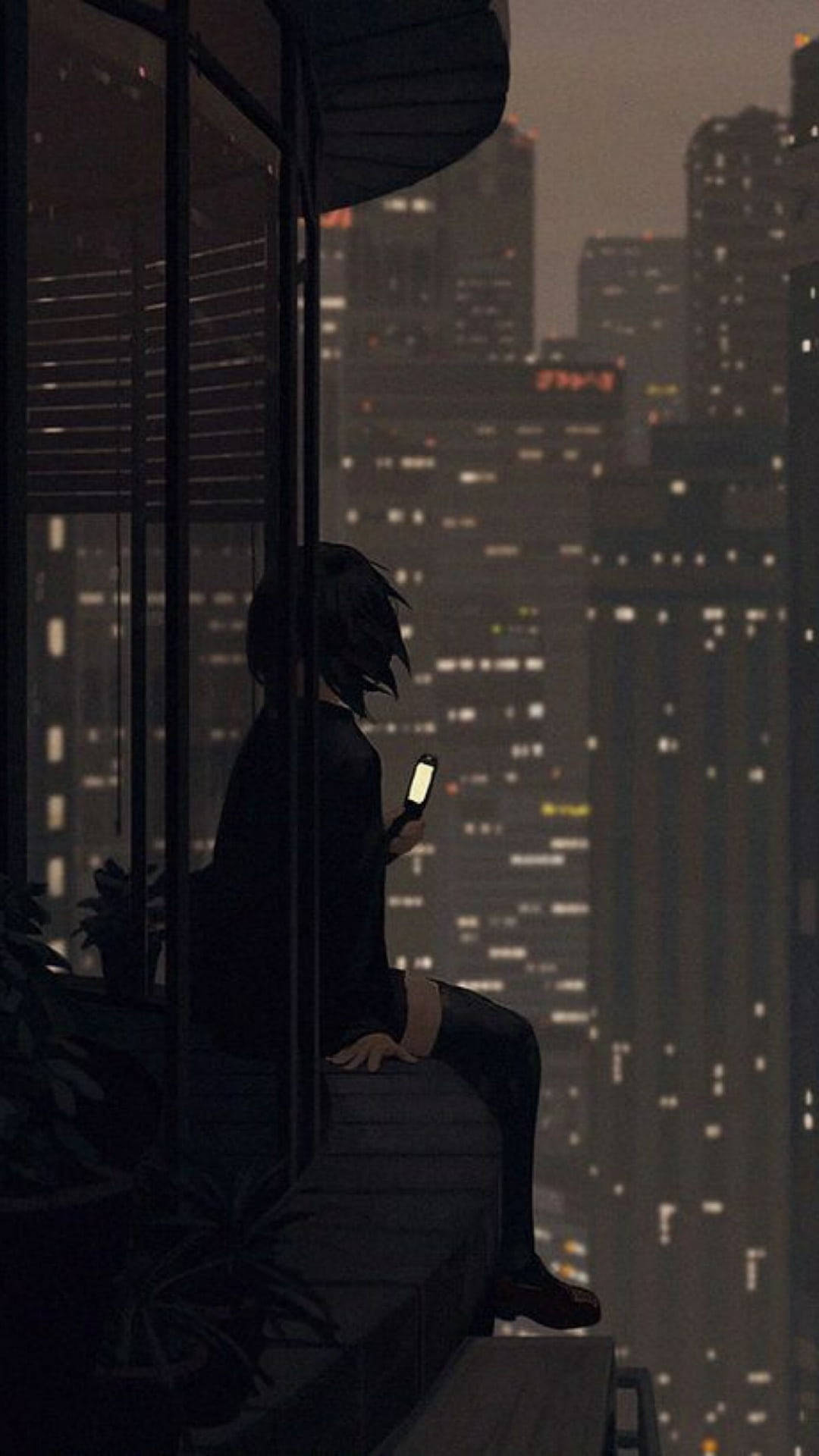 Aesthetic Sad Anime Girl City Lights