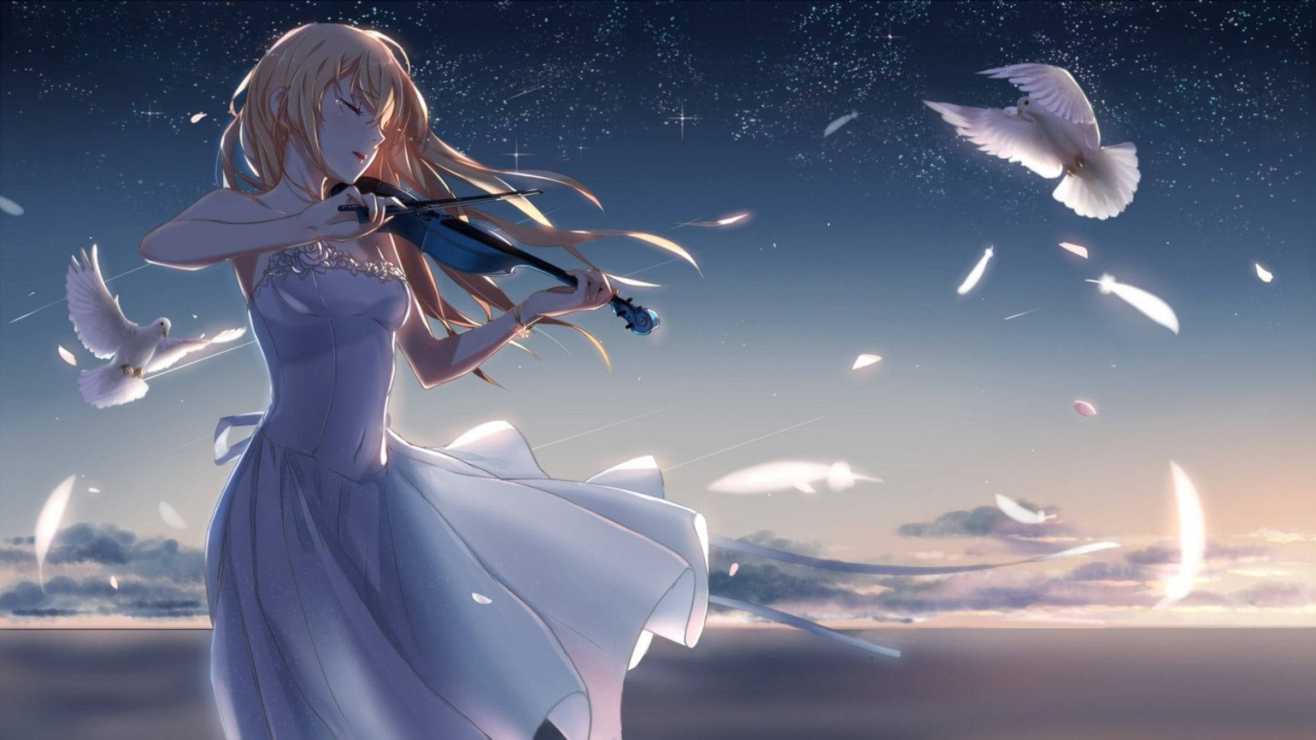 Aesthetic Sad Anime Girl Playing Violin