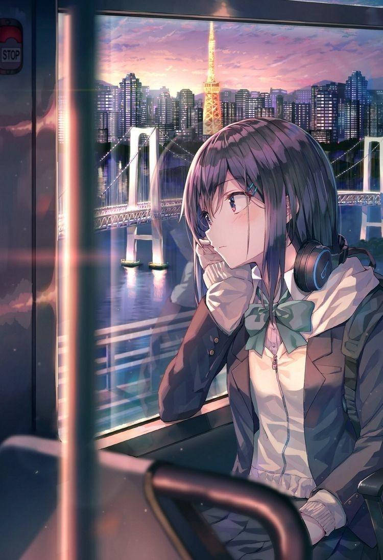 Aesthetic Sad Anime Girl Subway