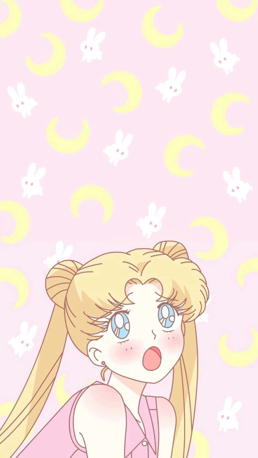 Aesthetic Sailor Moon Bunny Pink Pattern Wallpaper