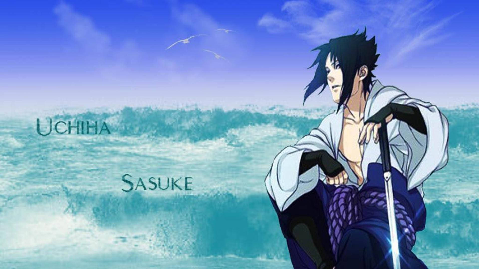 Aesthetic Sasuke Against Ocean Waves Wallpaper