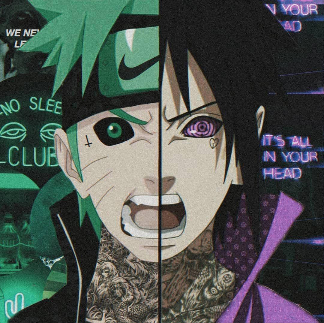 Æstetisk Sasuke og Naruto juxtaposition Wallpaper