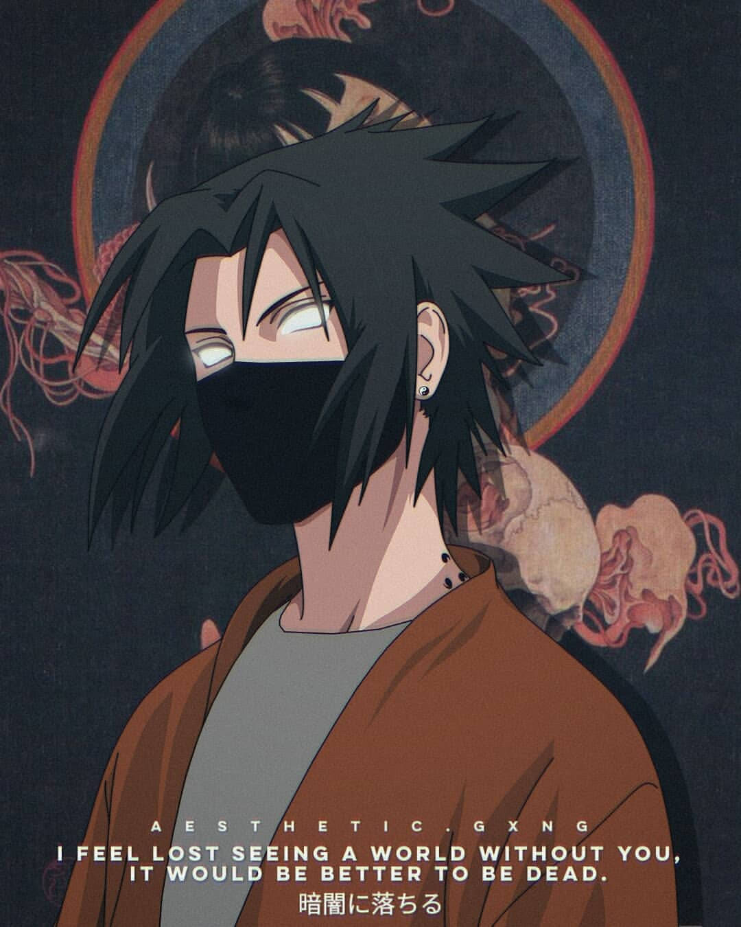Æstetisk Sasuke brune tema grafisk Wallpaper