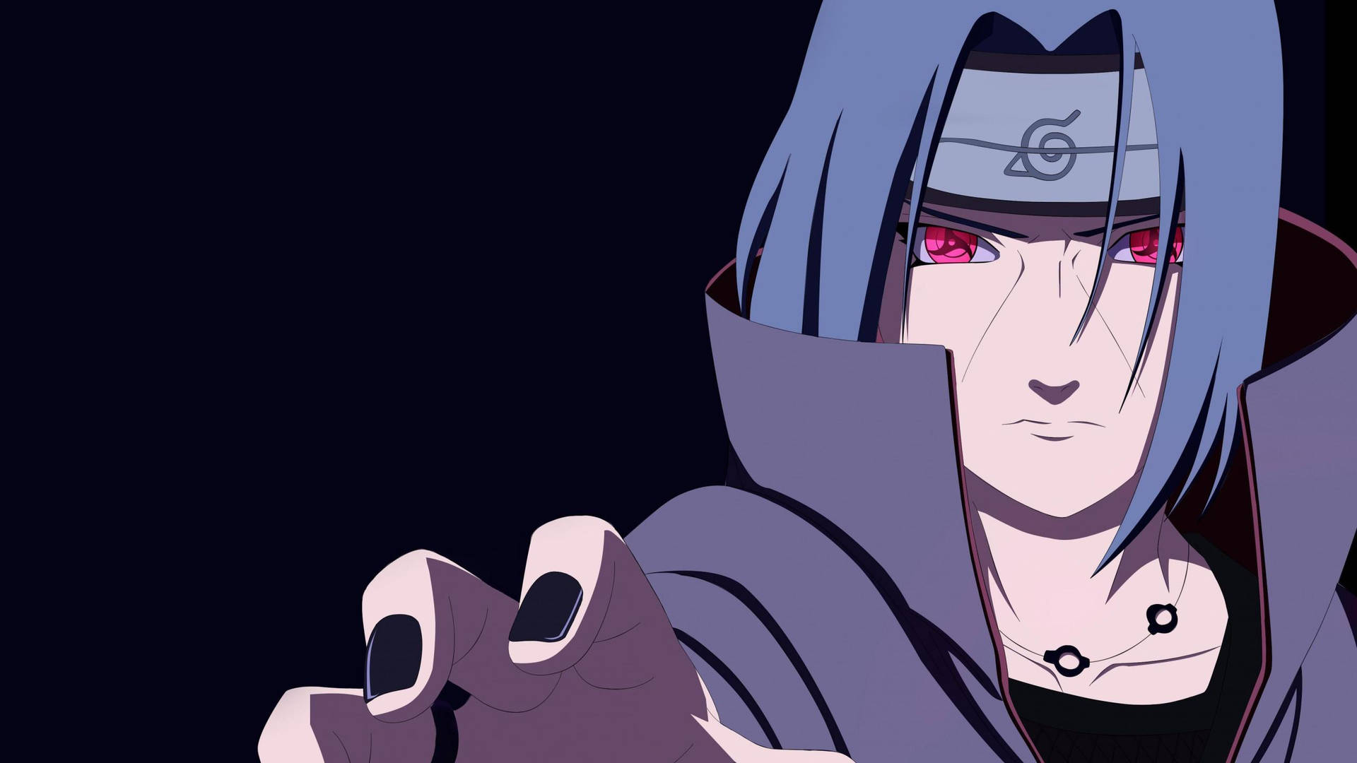 Aesthetic Sasuke In Black Background Wallpaper