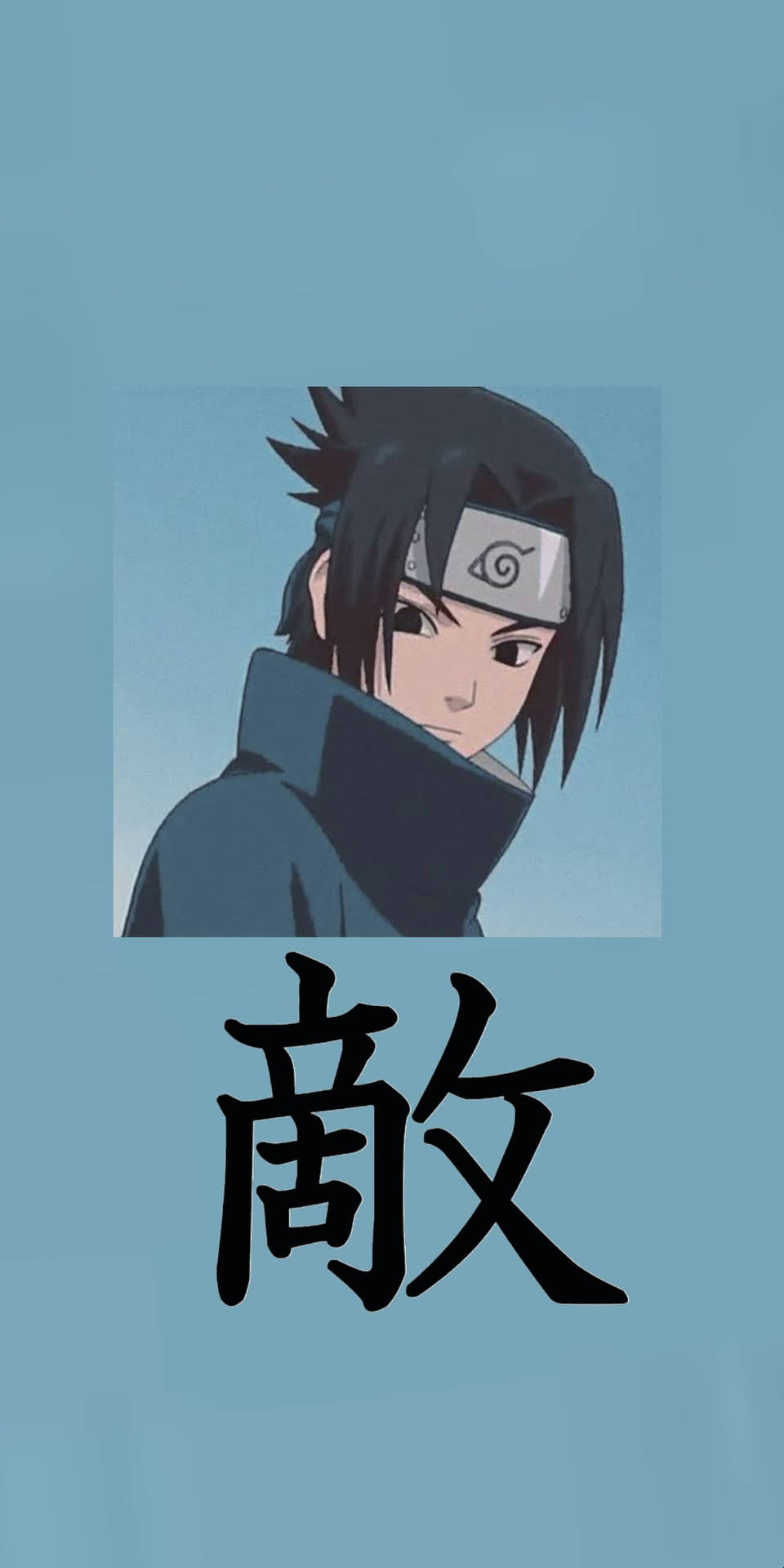 Aesthetic Sasuke In Light Blue Background Wallpaper