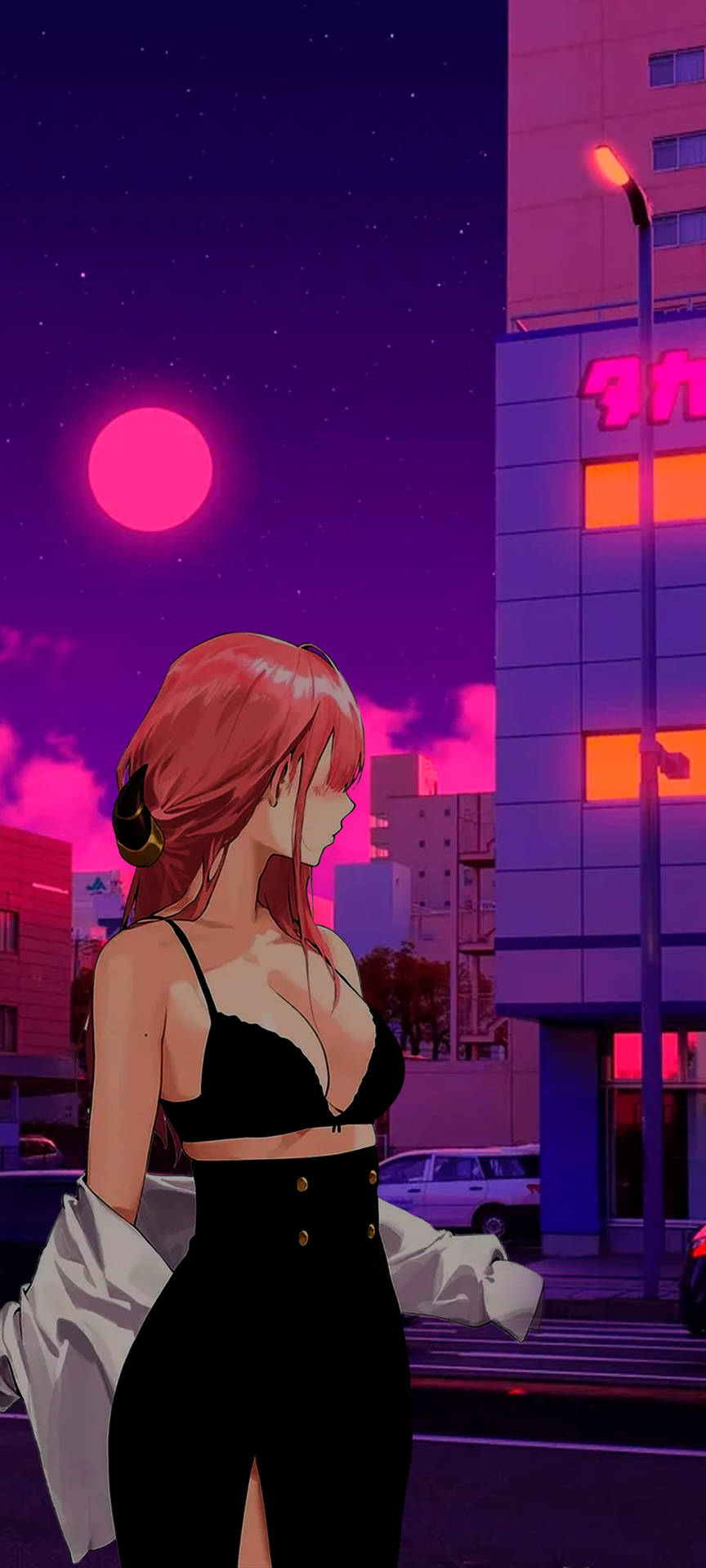 Aesthetic Sexy Anime Girl Magenta Wallpaper