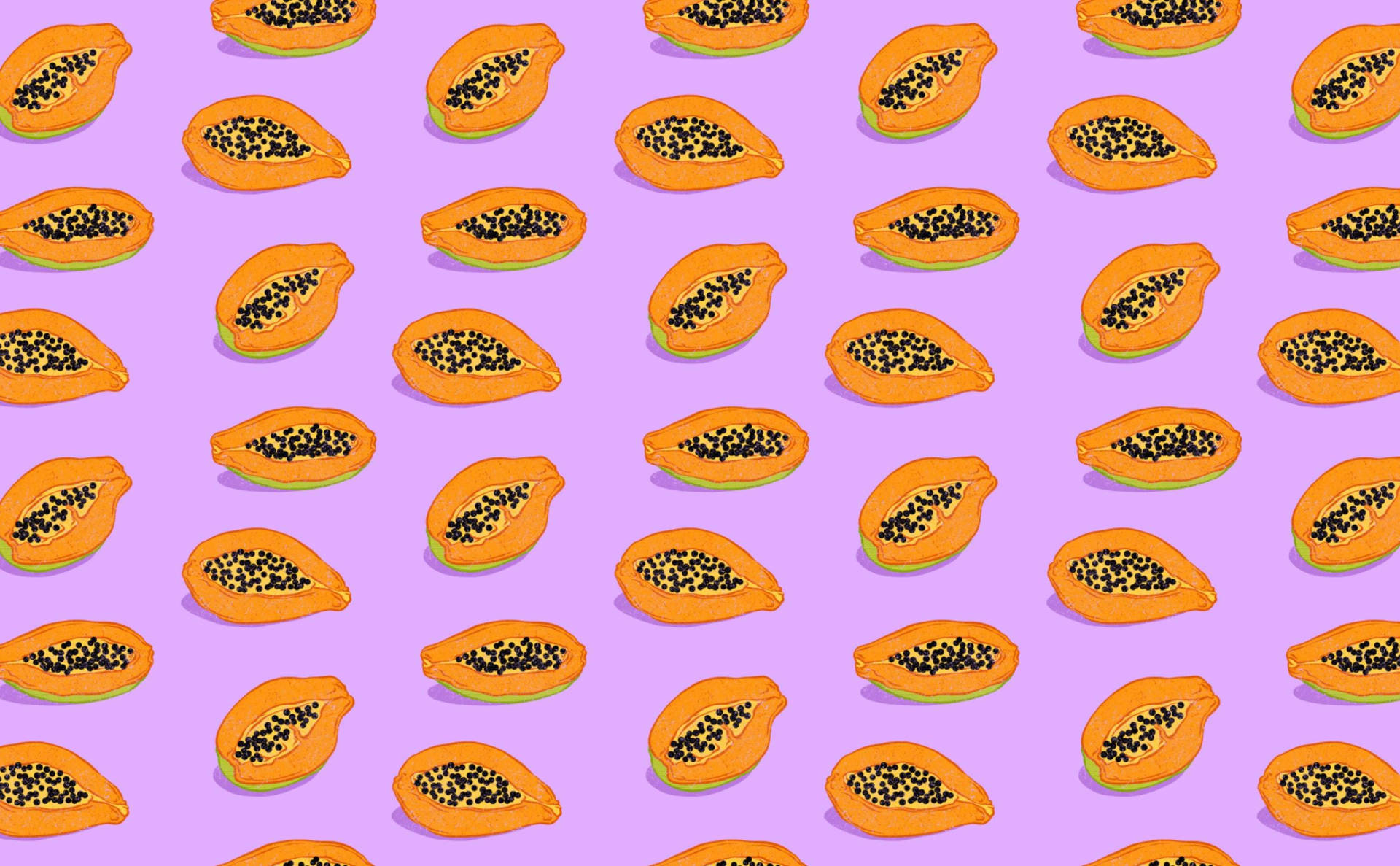 Estetisktskivade Papaya Frukter Lila Bakgrund Wallpaper
