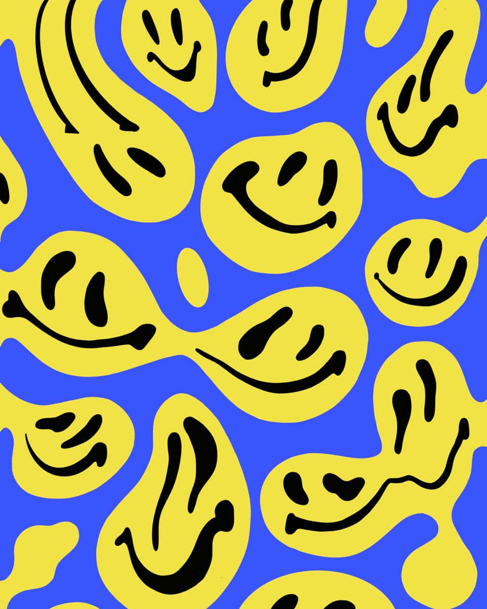 Yellow smiley face on blue background Stock Photo  Alamy