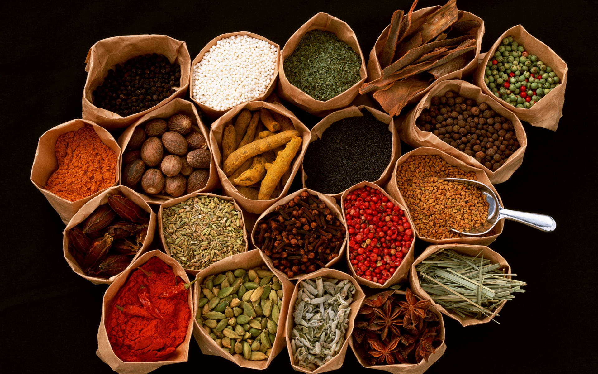 Aesthetic Spices On Paper Bags Wallpaper