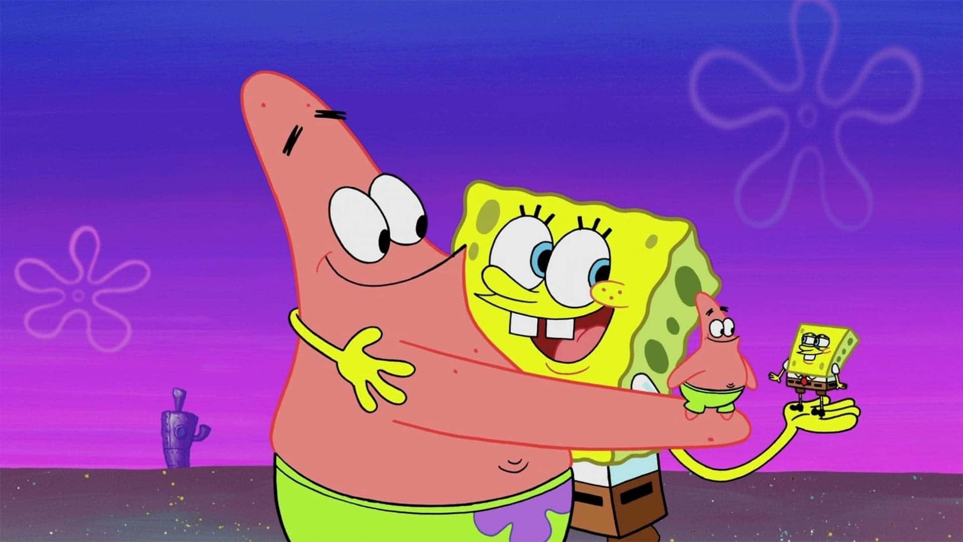 Aesthetic SpongeBob And Patrick Hugging Wallpaper