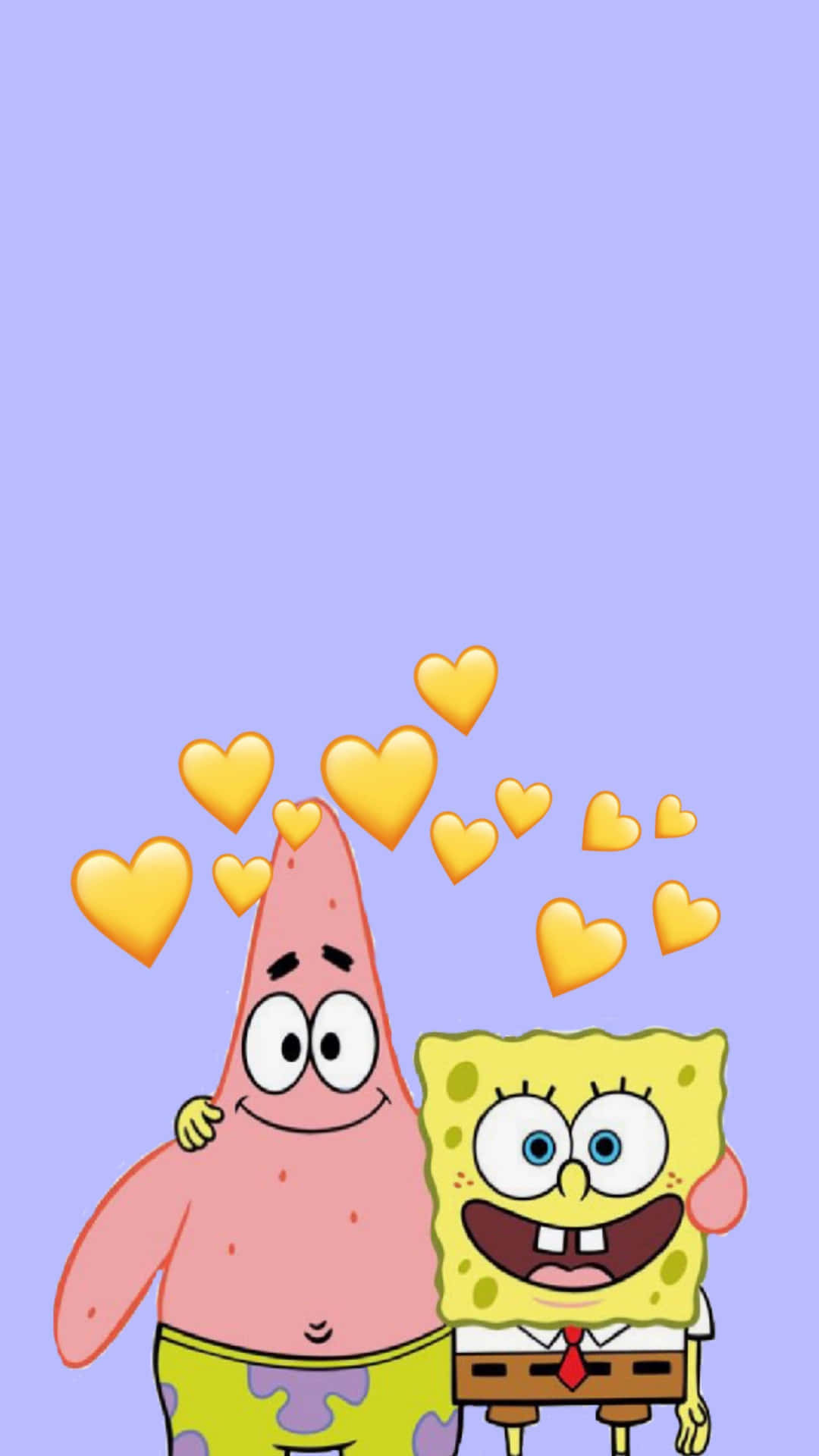 Æstetisk SpongeBob Og Patrick Med Gul Hjerter Wallpaper