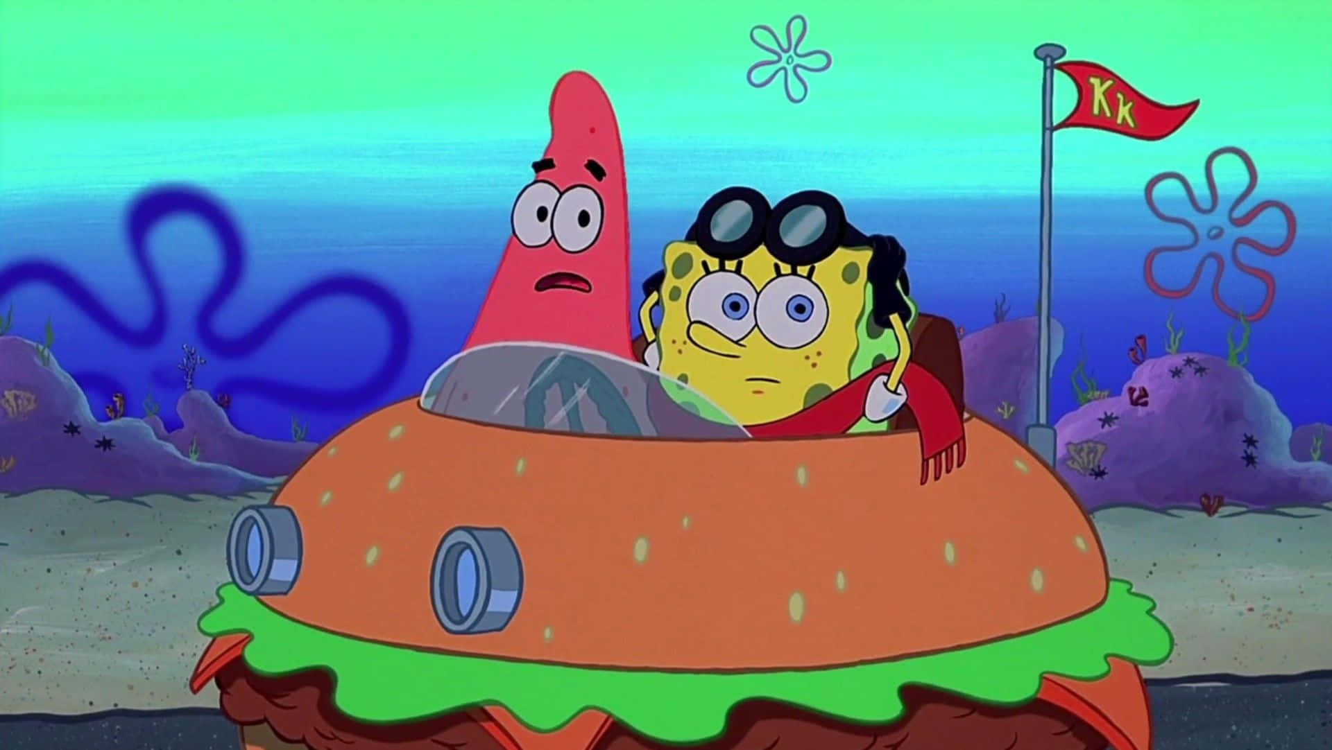 Krabby Patty Car Aesthetic Spongebob Desktop Wallpaper