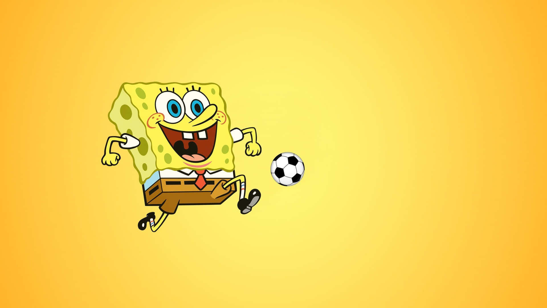 Papel De Parede Com Estética De Bola De Futebol E Spongebob Para Desktop: Papel de Parede