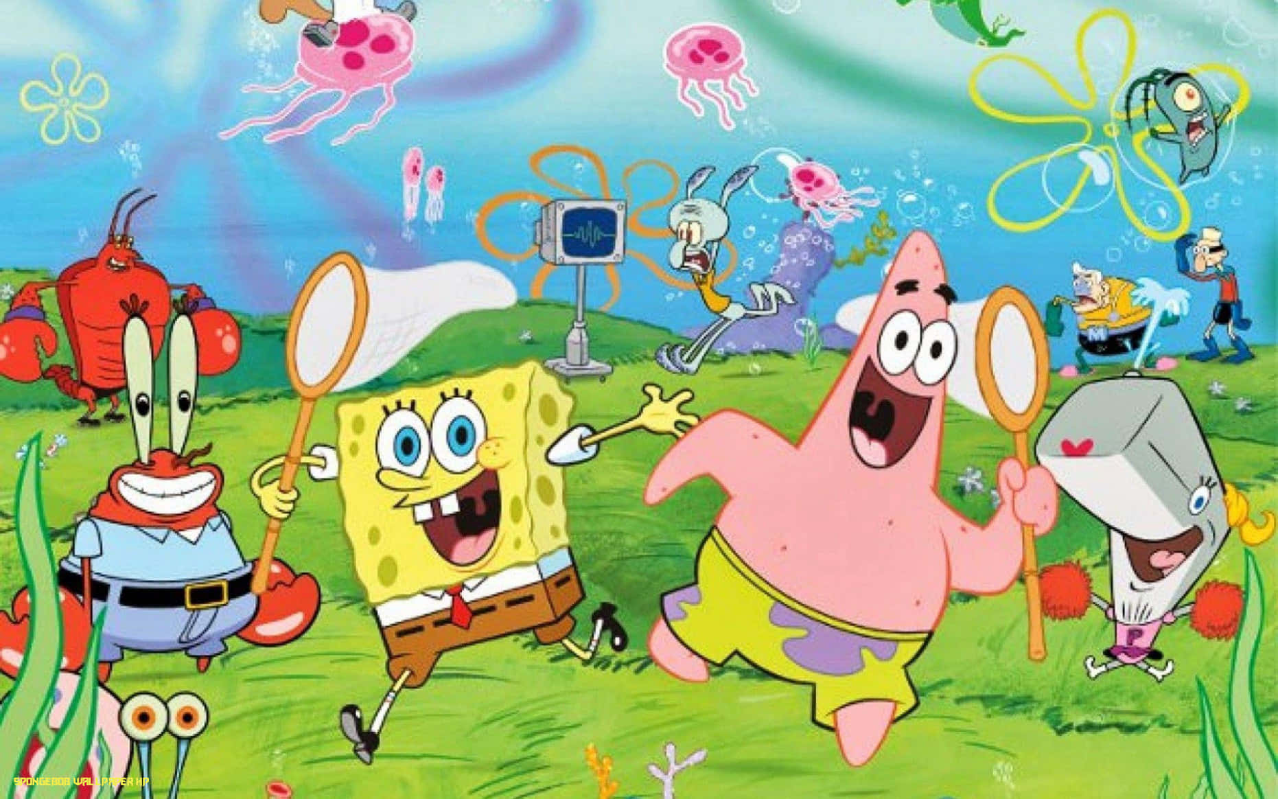 Popular Characters Aesthetic Spongebob Desktop Wallpaper