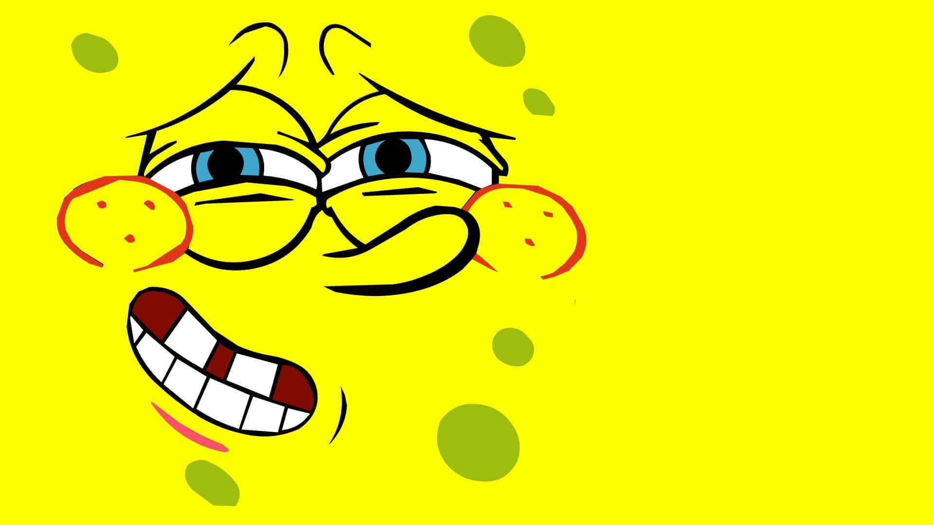 Mischievous Face Aesthetic Spongebob Desktop Wallpaper