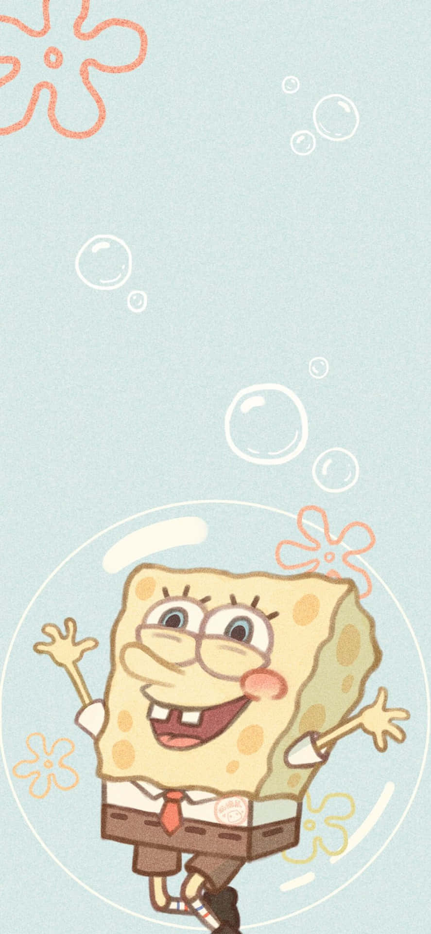 Æstetisk SpongeBob inde i en boble Wallpaper