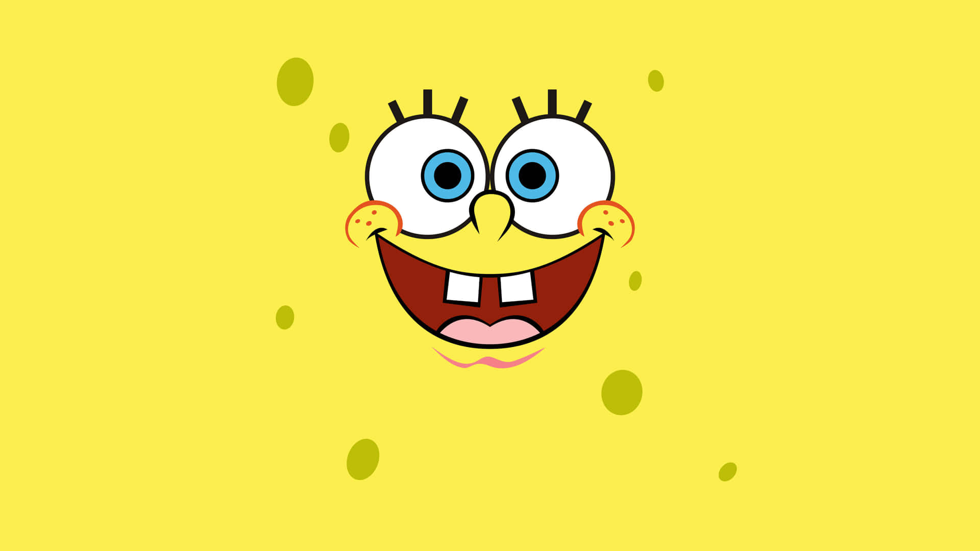 Spongebobestético Sonriendo Ampliamente En Una Laptop. Fondo de pantalla