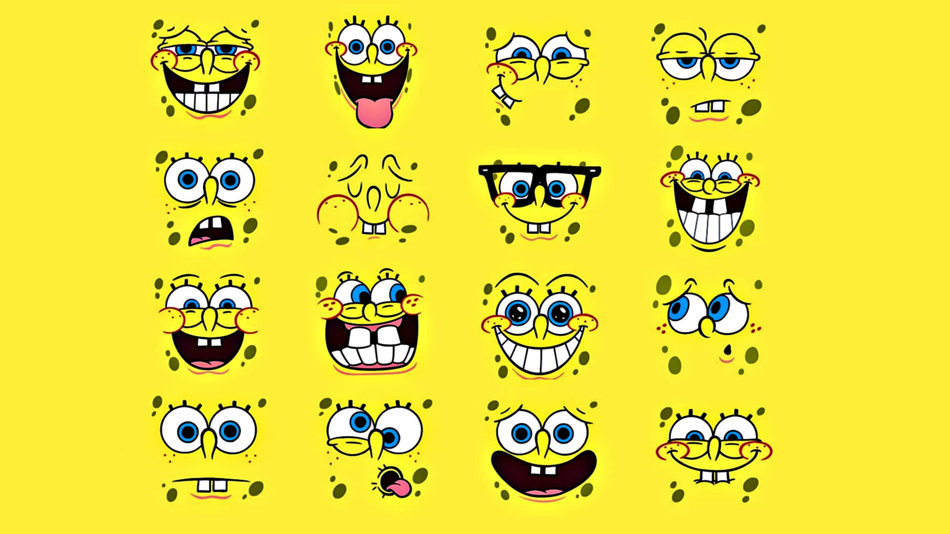 Aesthetic Spongebob Collage Smiling Laptop Wallpaper