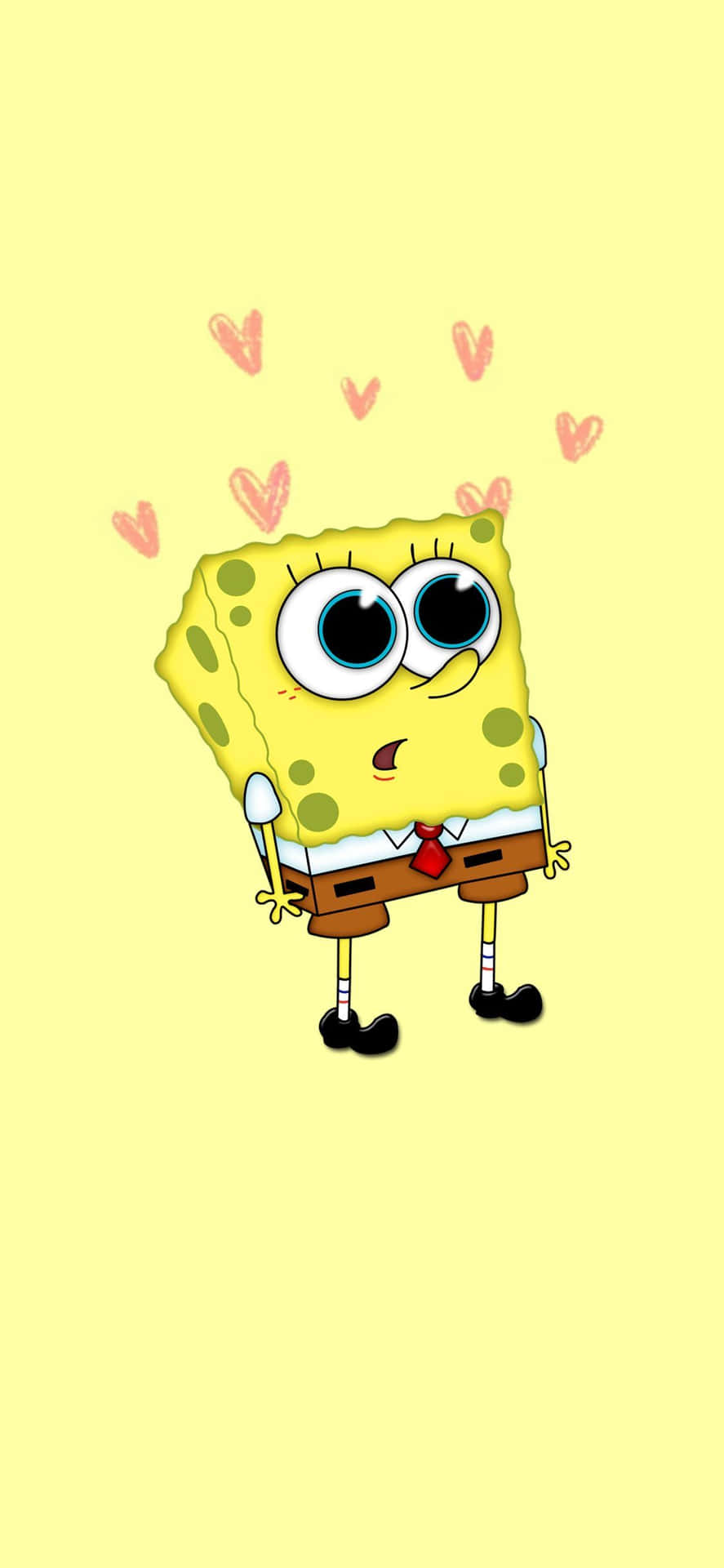 Aesthetic SpongeBob With Mini Hearts Wallpaper