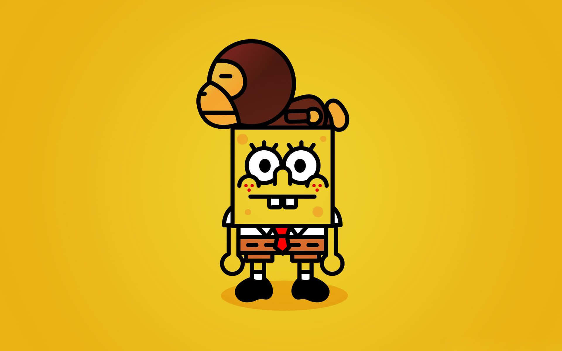 Aesthetic SpongeBob With Monkey Wallpaper