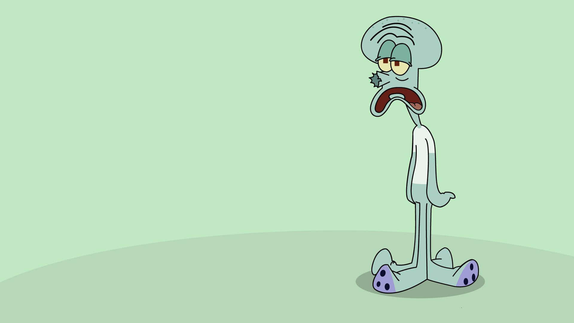 A Cartoon Character Is Standing On A Green Background Wallpaper