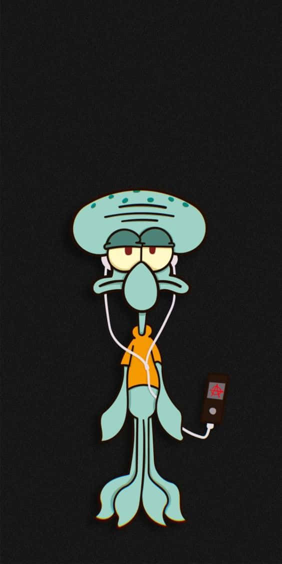 A Cartoon Character Is Holding A Cell Phone Wallpaper