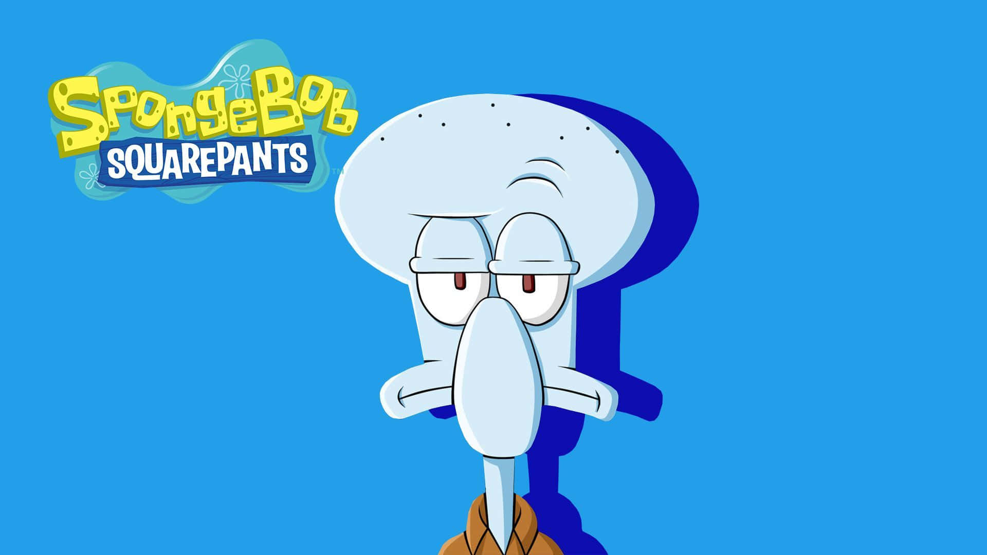 Unpóster Único Y Minimalista De Squidward Tentáculos De Bob Esponja Pantalones Cuadrados. Fondo de pantalla