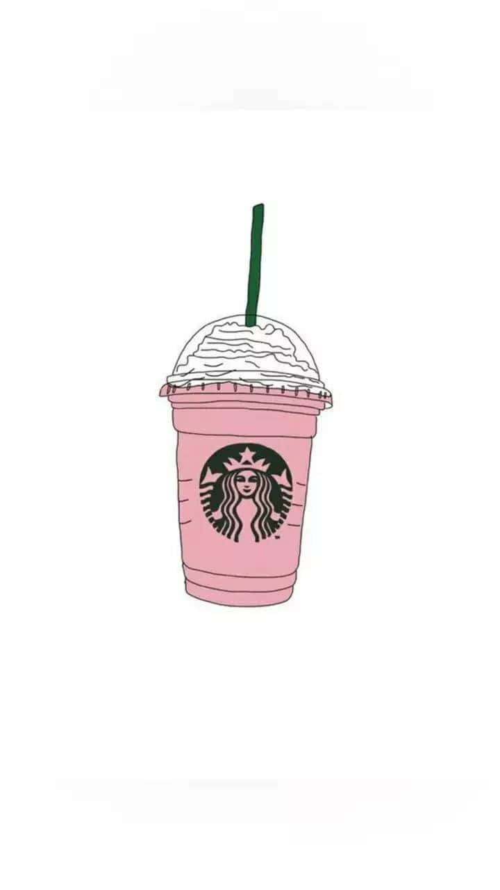 Einfacheästhetische Starbucks Iced Coffee Pink Drink Wallpaper