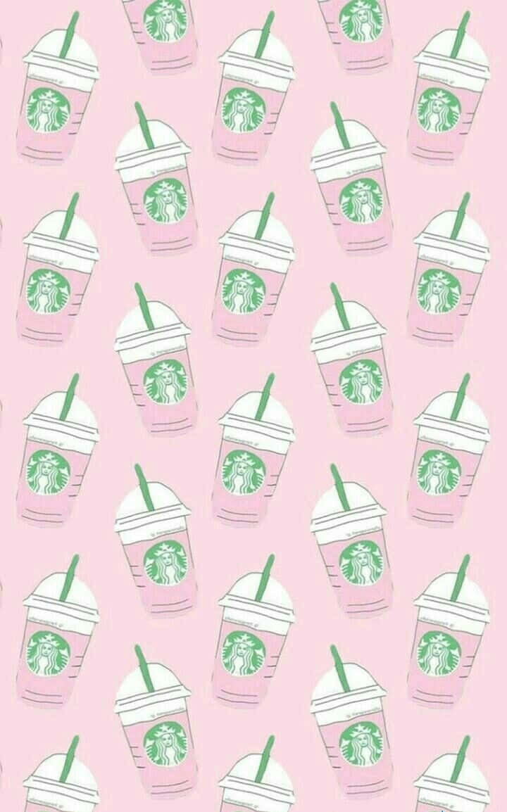 Mädchenhaftesästhetisches Starbucks-pastellrosa-kaffeegetränk Wallpaper