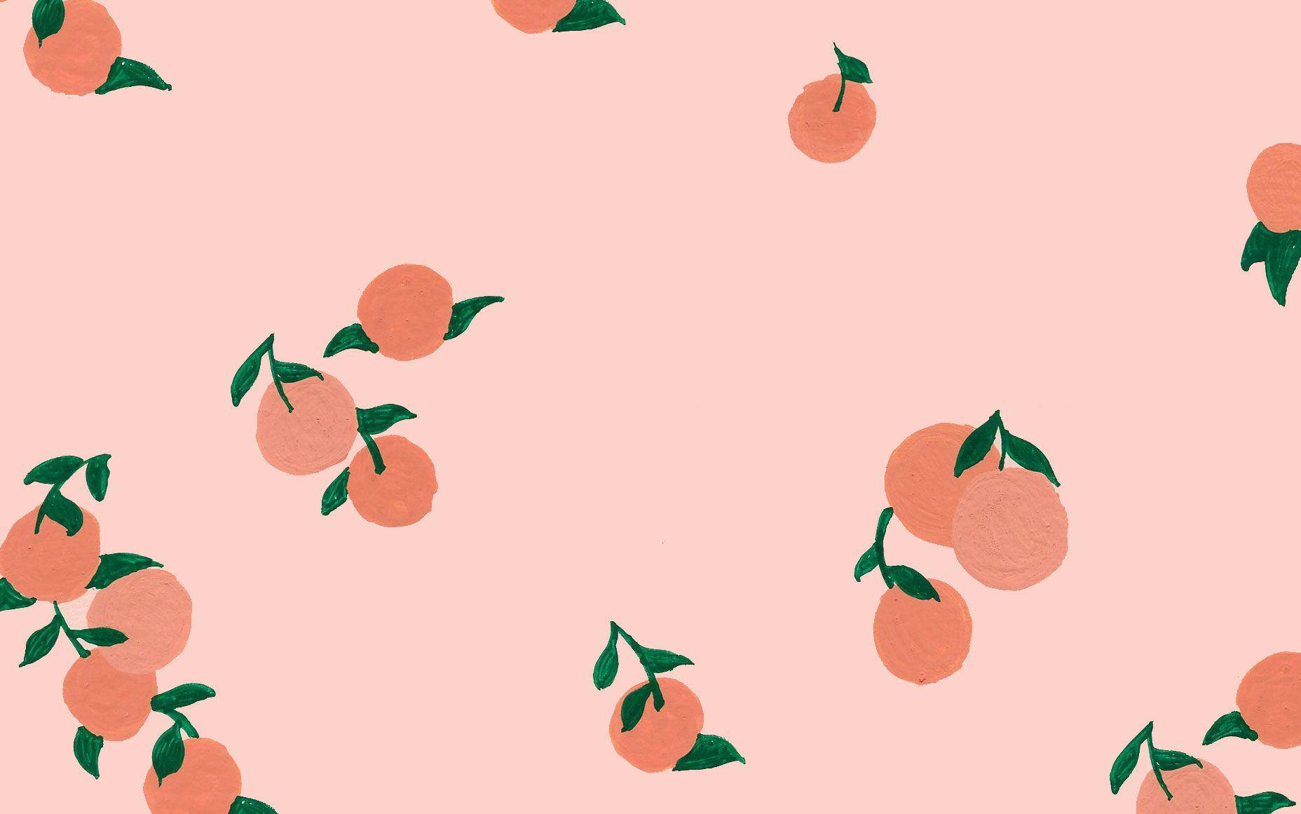 Aesthetic Stemmed Peach Pattern Laptop Wallpaper