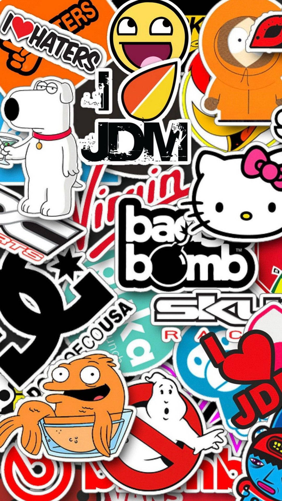 Vibrant Assortment of Aesthetic Cartoon Stickers Wallpaper