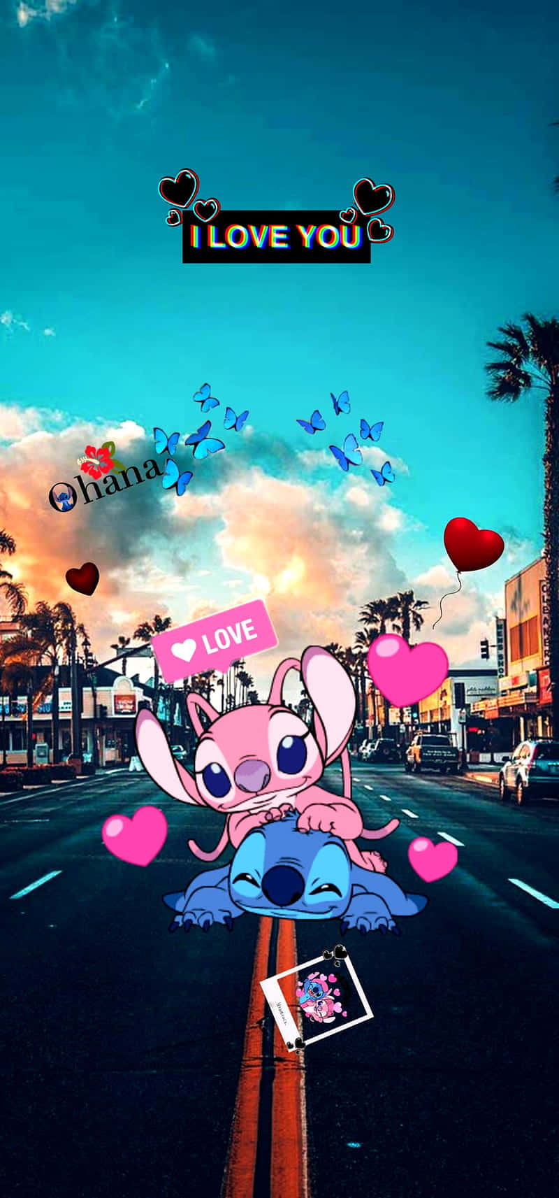 Aesthetic Stitch And Angel Couple Wallpaper