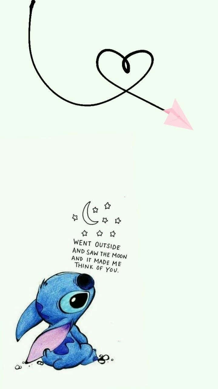 Aesthetic Stitch Disney Romantic Moon Quote Wallpaper