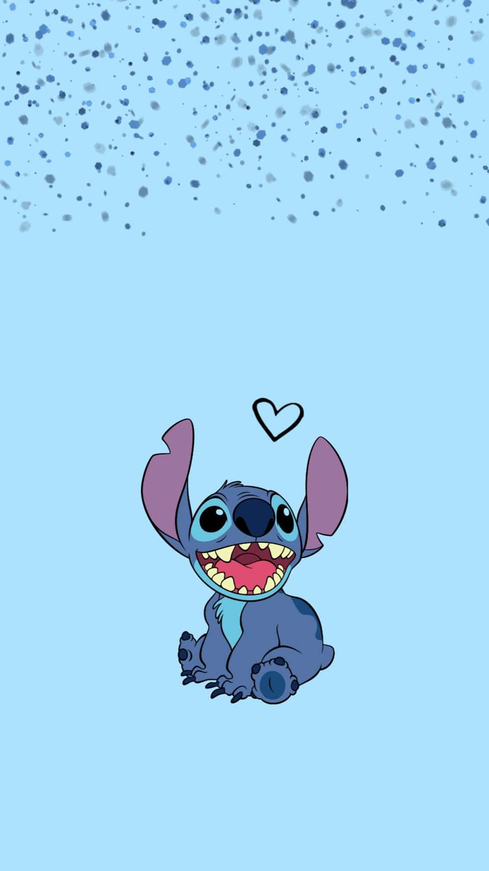 Download Stitchy Is Sitting On A Blue Background With A Heart Wallpaper